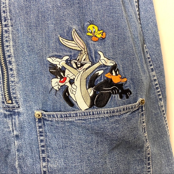 Vintage Dresses & Skirts - VINTAGE | RARE Looney Tunes 90’s Denim Jumper
